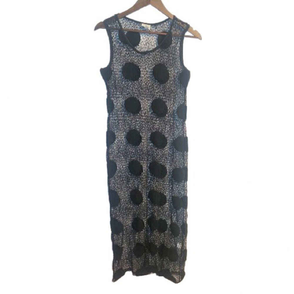 Hot & Delicious Black Fishnet Polka Dot See Through Long Dress